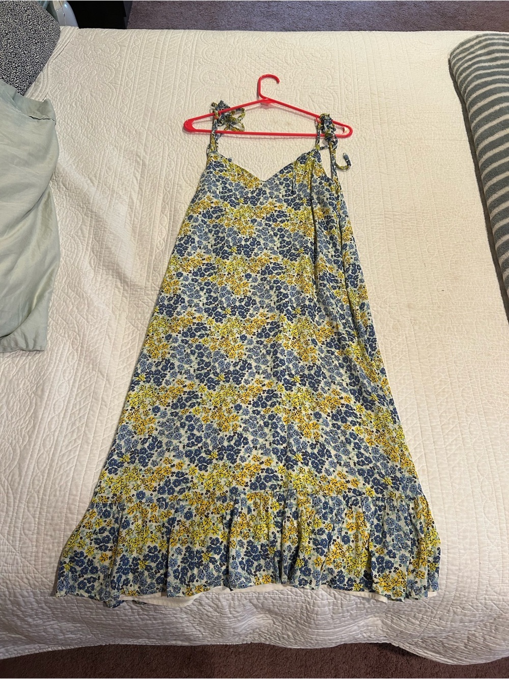 Lost + Wander Blue and Yellow Floral Tie-Shoulder Maxi Dress